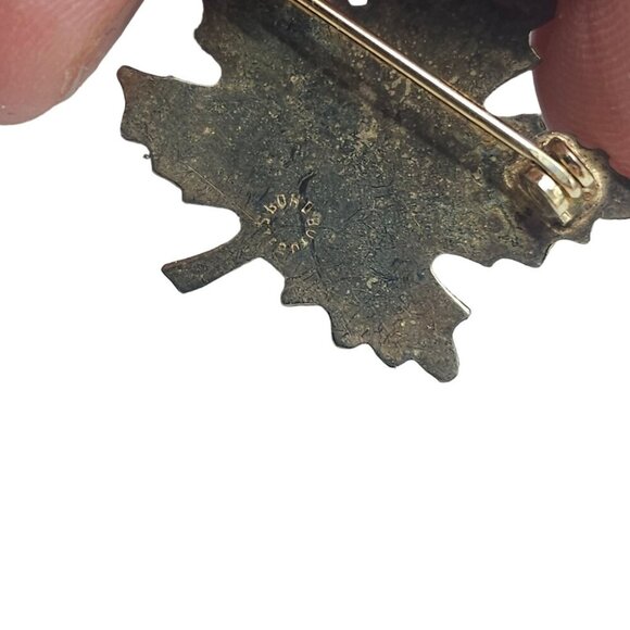 Gold Vermeil Sterling Maple Leaf Brooch Pin Gold Tone Vintage - Picture 6 of 6